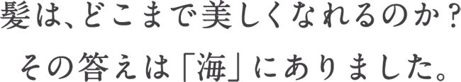 髪は、どこまで美しくなれるのか？その答えは「海」にありました。