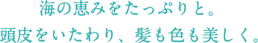 海の恵みをたっぷりと。 頭皮をいたわり、髪も色も美しく。